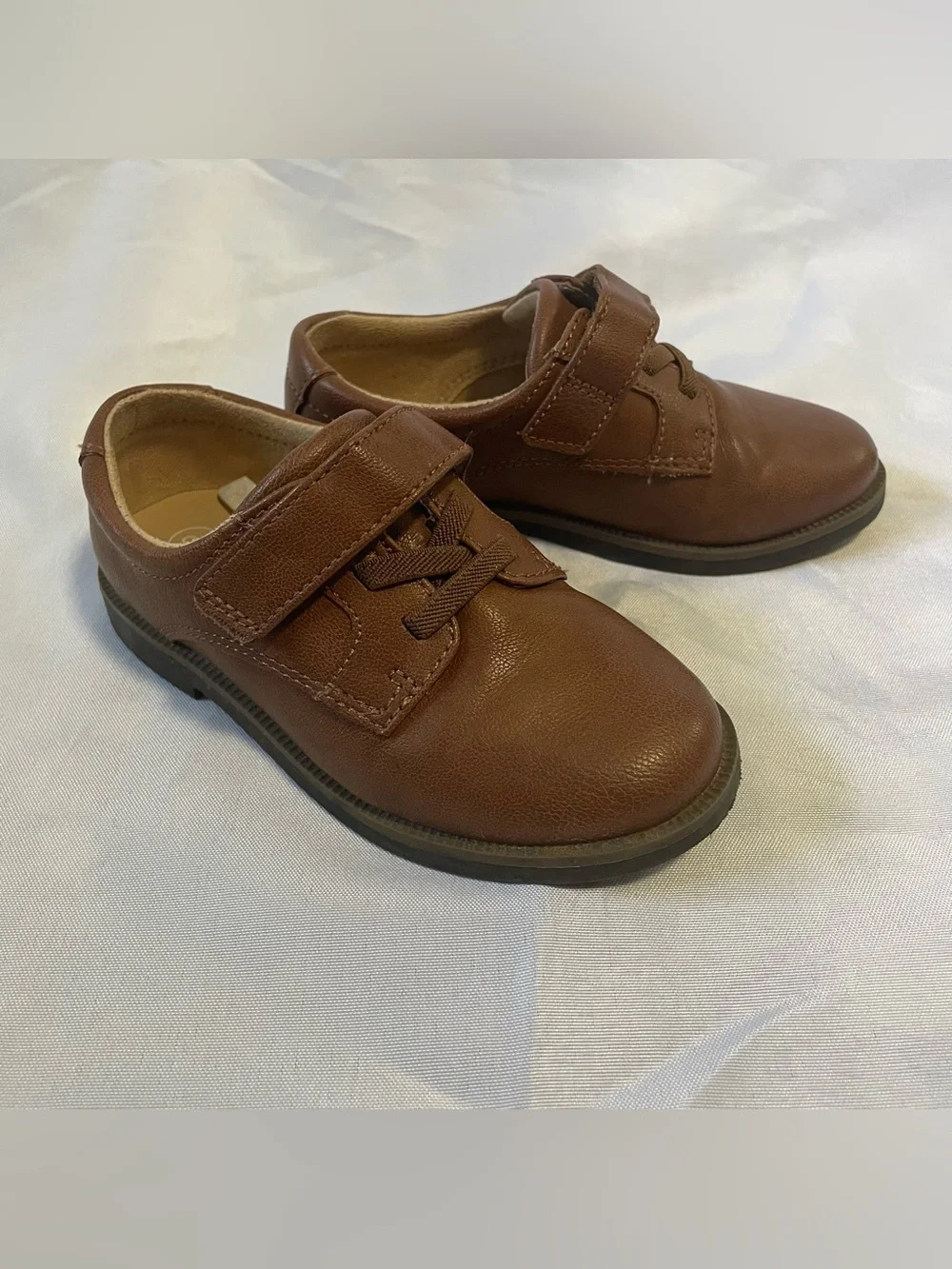 Cat & Jack Brown Kids Hook-and-Loop Dress Shoes